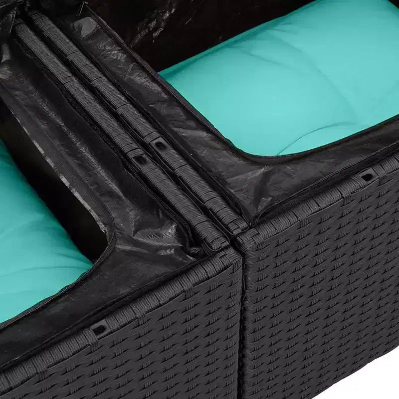 vidaXL Ensemble de canapés de jardin 6 pcs en résine tressée noir et turquoise - Noir et turquoise sans table