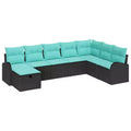 vidaXL Garden Sofa Set with Cushion 8 pcs Black Poly rattan - Black without table Blue