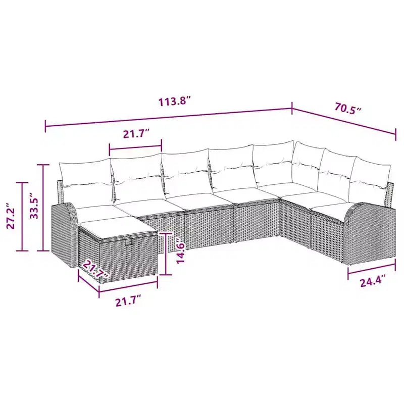 vidaXL Salon de jardin avec coussins 8 pcs Résine tressée noir - Noir sans table Bleu