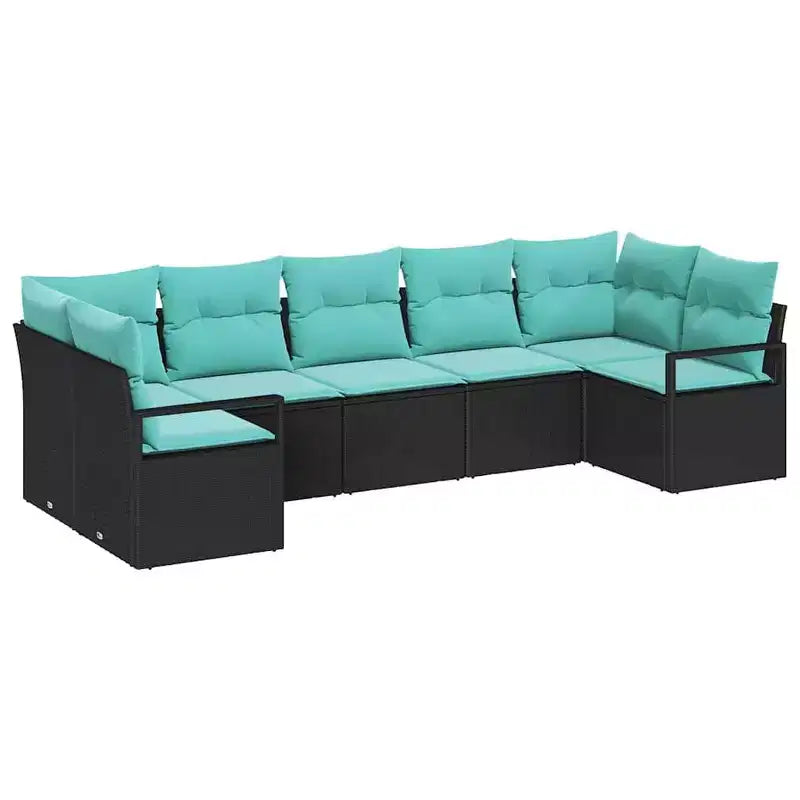 vidaXL Garden Sofa Set with Cushion 7 pcs Black and Turquoise