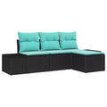 vidaXL Garden Sofa Set with Cushion 4 pcs Black and Turquoise