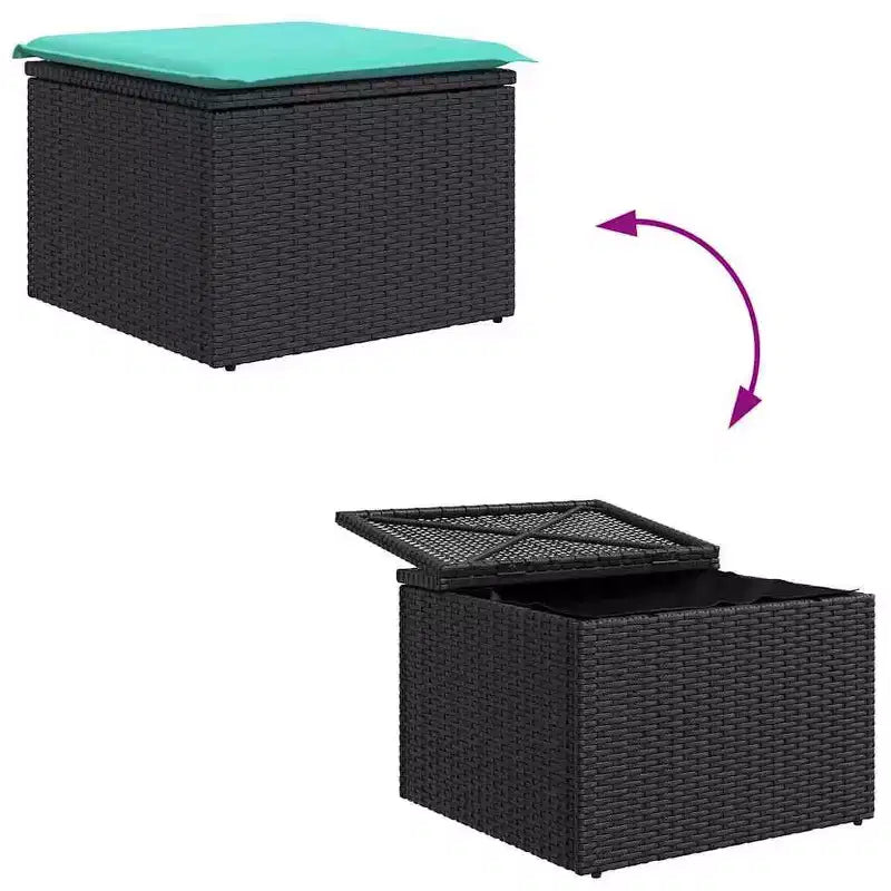 vidaXL Salon de jardin avec coussins 4 pcs Noir et turquoise