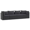 vidaXL Garden Sofa Black PE rattan 4-seater Adjustable Feet