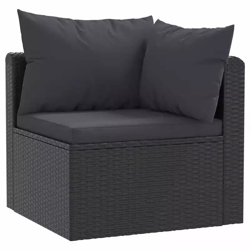 vidaXL Canapé de jardin noir Résine tressée 4 places Pieds réglables