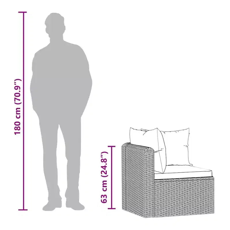 vidaXL Canapé de jardin noir Résine tressée 4 places Pieds réglables