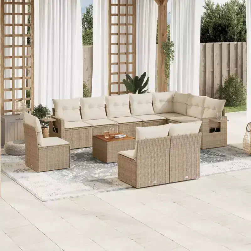 vidaXL Salon de jardin 11 pièces avec coussins en résine tressée gris