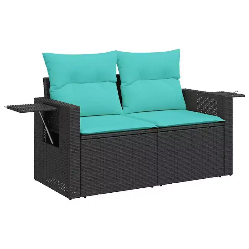 vidaXL Salon de jardin 14 pcs avec coussins Noir Résine tressée