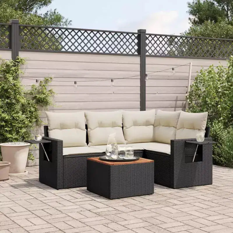 vidaXL Ensemble de canapés de jardin 5 pcs avec coussins résine tressée gris