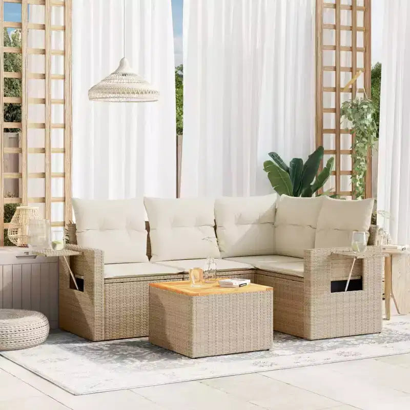 vidaXL Ensemble de canapés de jardin 5 pcs avec coussins résine tressée gris