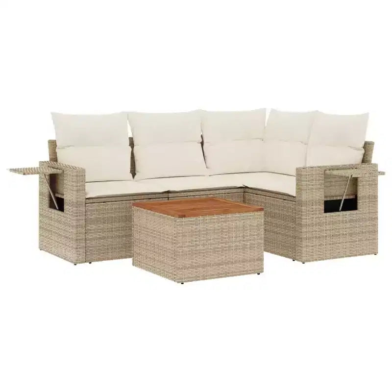 vidaXL Ensemble de canapés de jardin 5 pcs avec coussins résine tressée gris