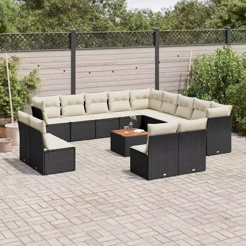 vidaXL Salon de jardin avec coussins Mobilier d'extérieur 14 pièces Résine tressée