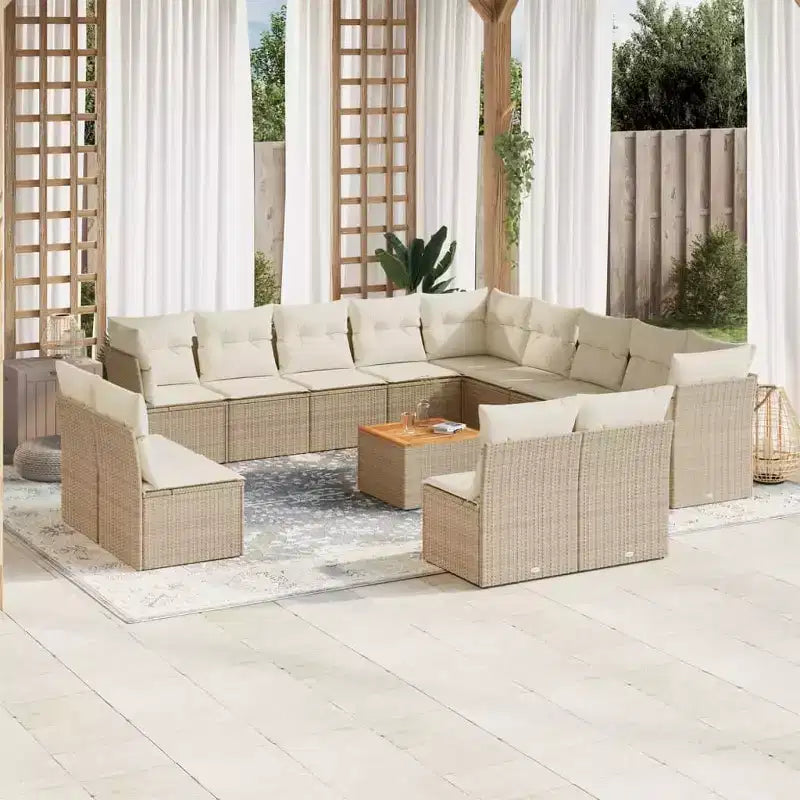 vidaXL Salon de jardin avec coussins Mobilier d'extérieur 14 pièces Résine tressée