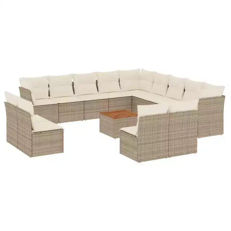 vidaXL Salon de jardin avec coussins Mobilier d'extérieur 14 pièces Résine tressée