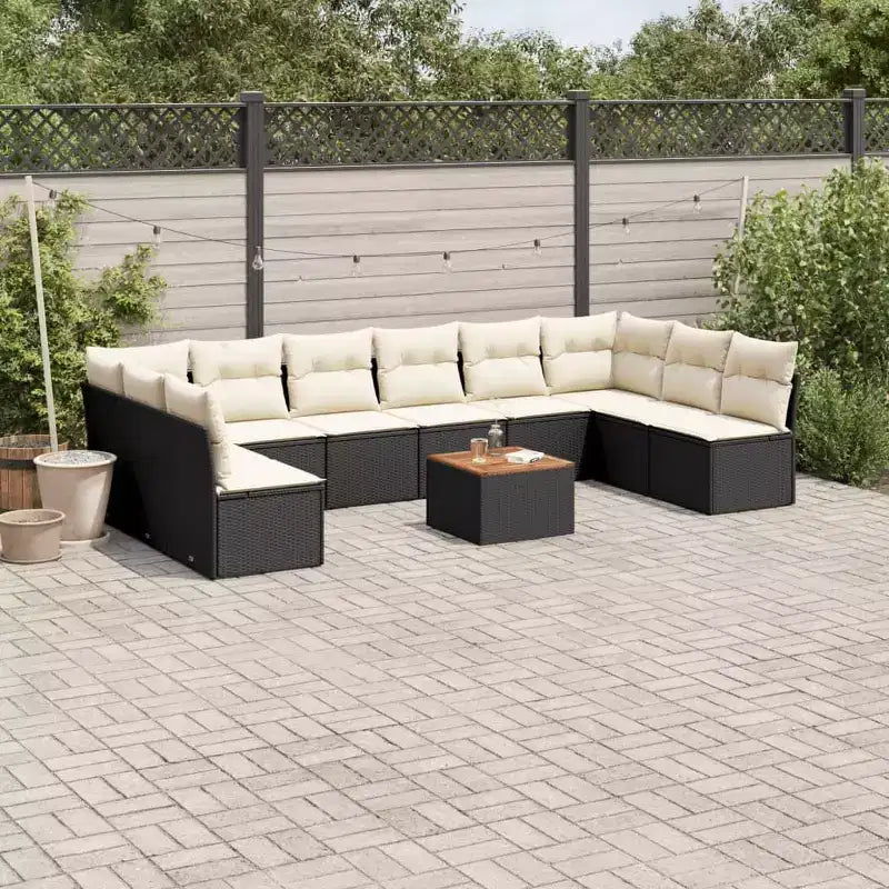 vidaXL Salon de jardin avec coussins 11 pièces en résine tressée