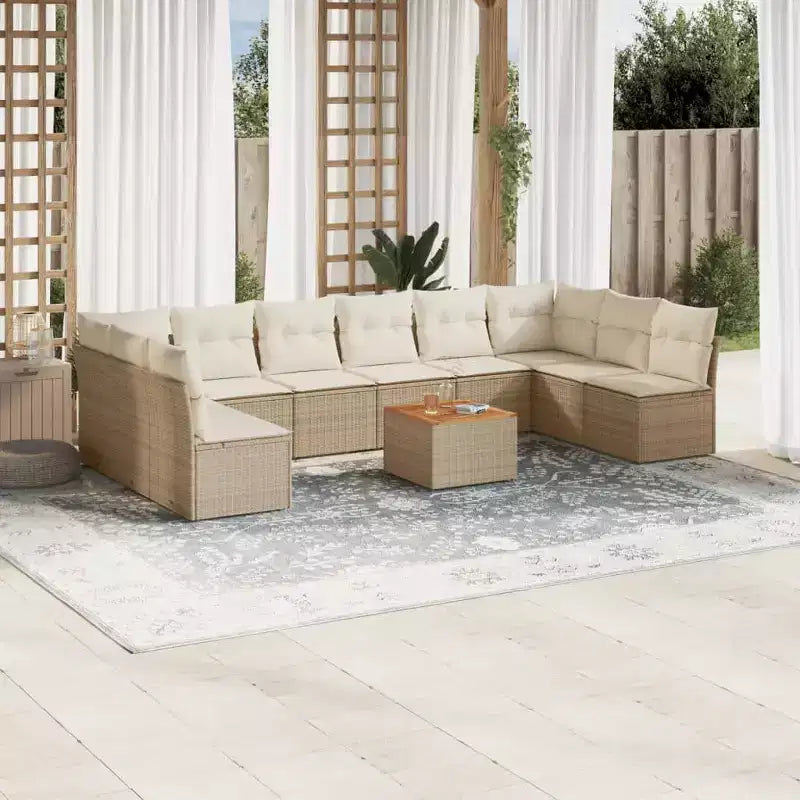 vidaXL Salon de jardin avec coussins 11 pièces en résine tressée