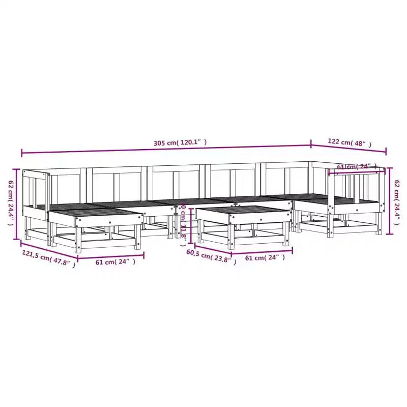 vidaXL Ensemble de jardin modulable Grand modèle en pin massif naturel