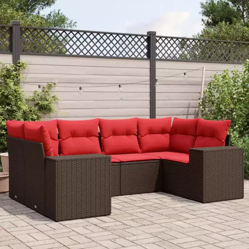 vidaXL Salon de jardin canapé noir, coussins bleus résine tressée 6 pièces