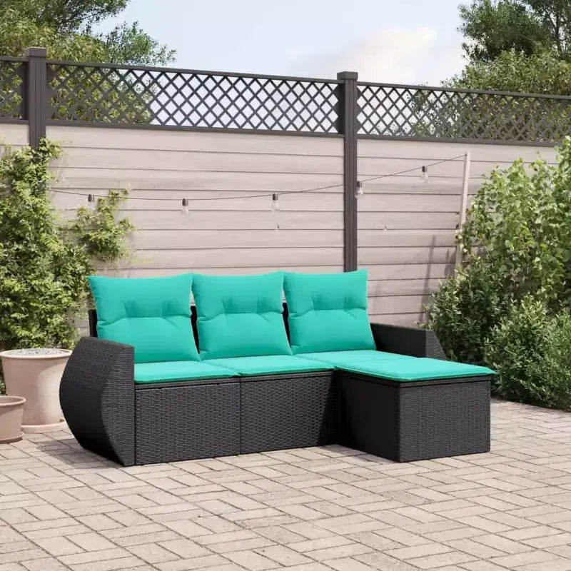 vidaXL Salon de jardin 4 pièces en résine tressée avec coussins