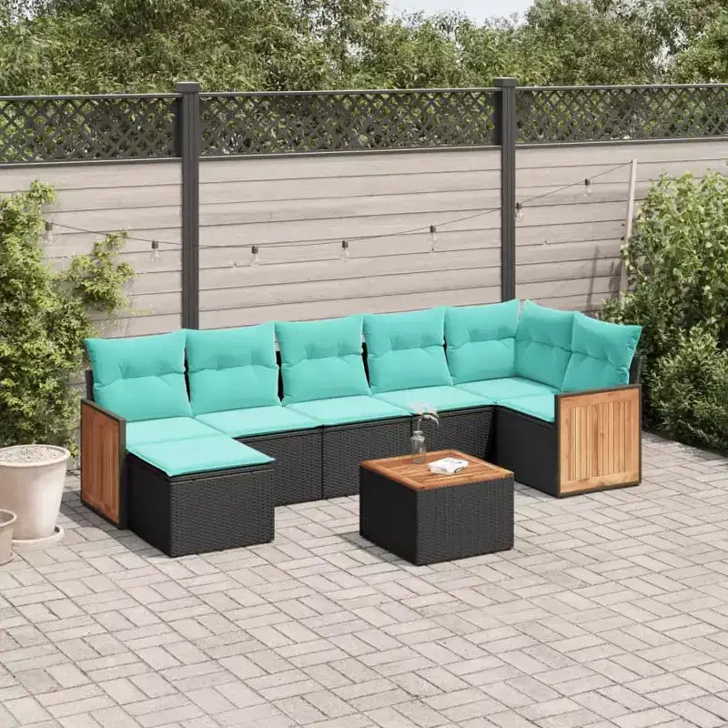 vidaXL Salon de jardin canapé Noir résine tressée Grand canapé de patio modulaire