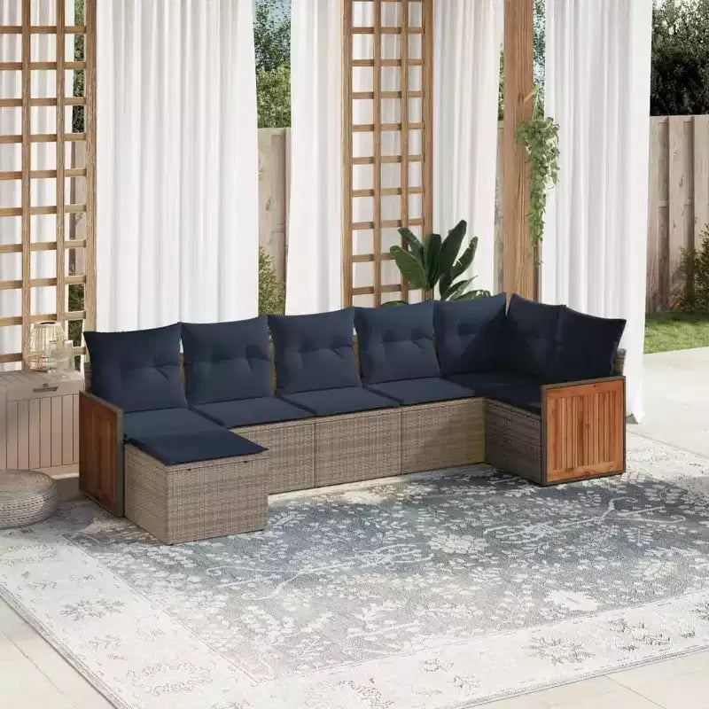 vidaXL Salon de jardin canapé Noir résine tressée Grand canapé de patio modulaire