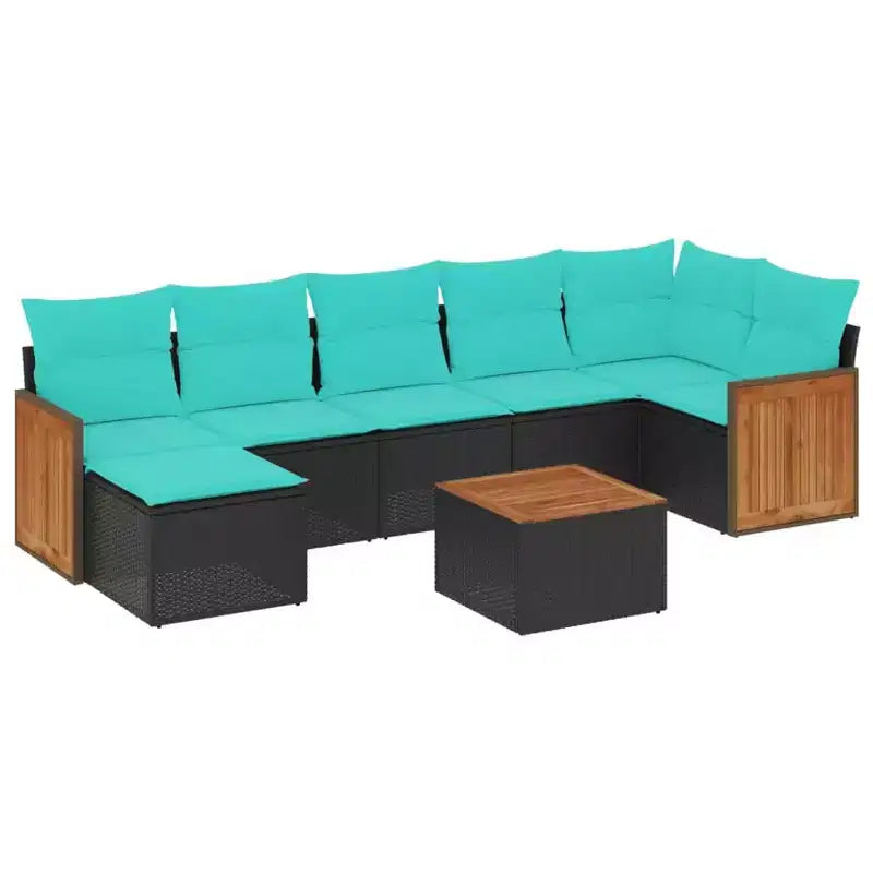 vidaXL Salon de jardin canapé Noir résine tressée Grand canapé de patio modulaire
