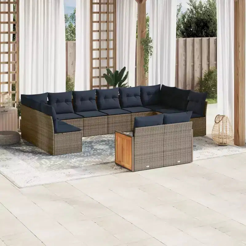 vidaXL Salon de jardin en rotin PE noir avec grands pieds réglables