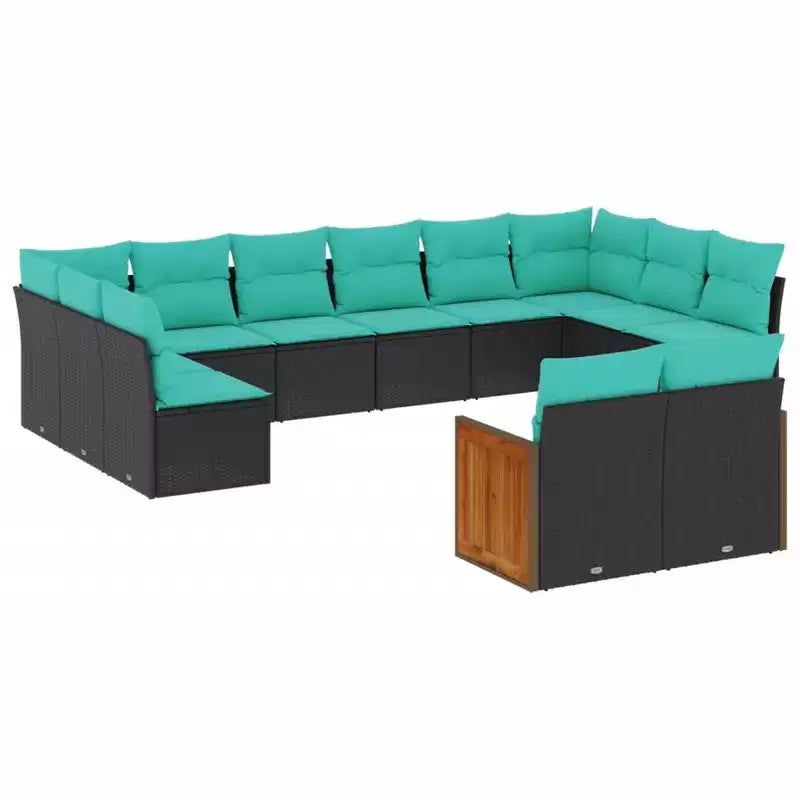 vidaXL Patio Sofa Set Black PE Rattan Large Adjustable Feet