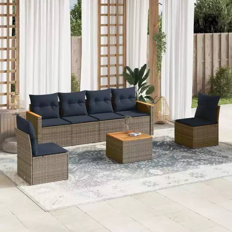 vidaXL Salon de jardin noir et bleu