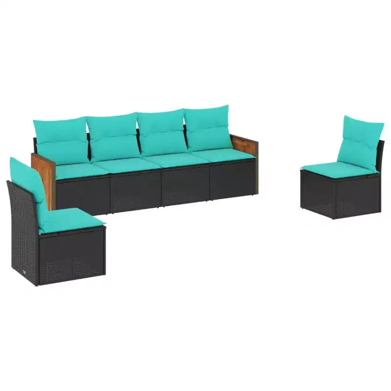 vidaXL Patio Sofa Set Black, Blue