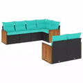 vidaXL Patio Sofa Set Black and Blue PE Rattan and Powder-Coated Steel