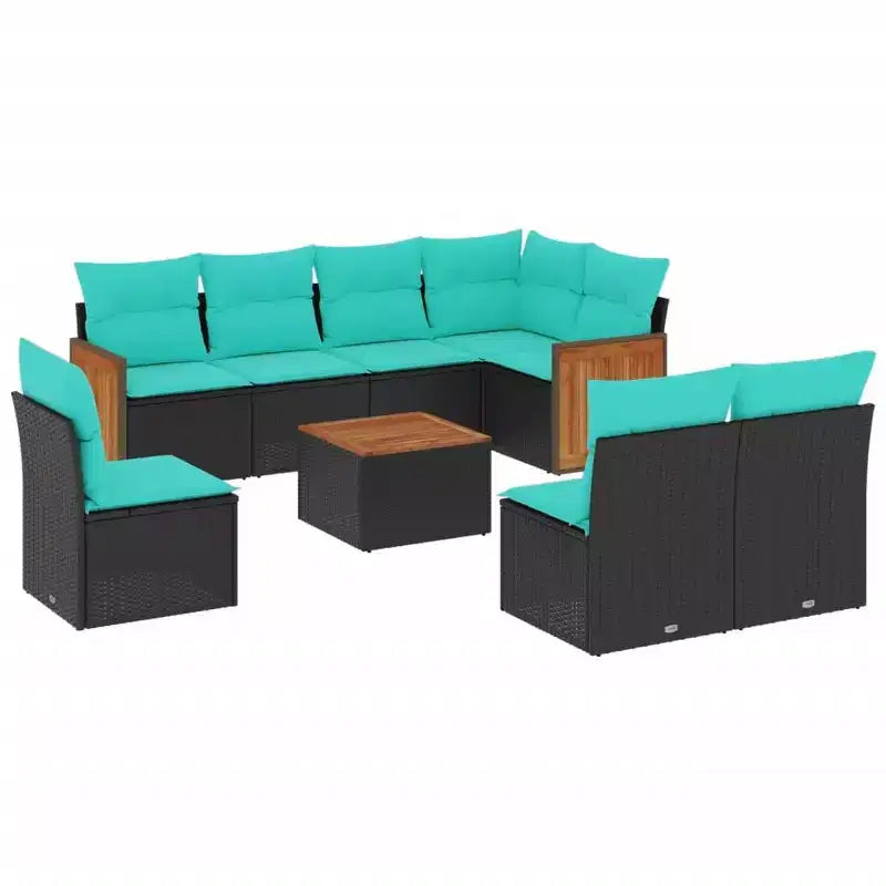 vidaXL Salon de jardin noir