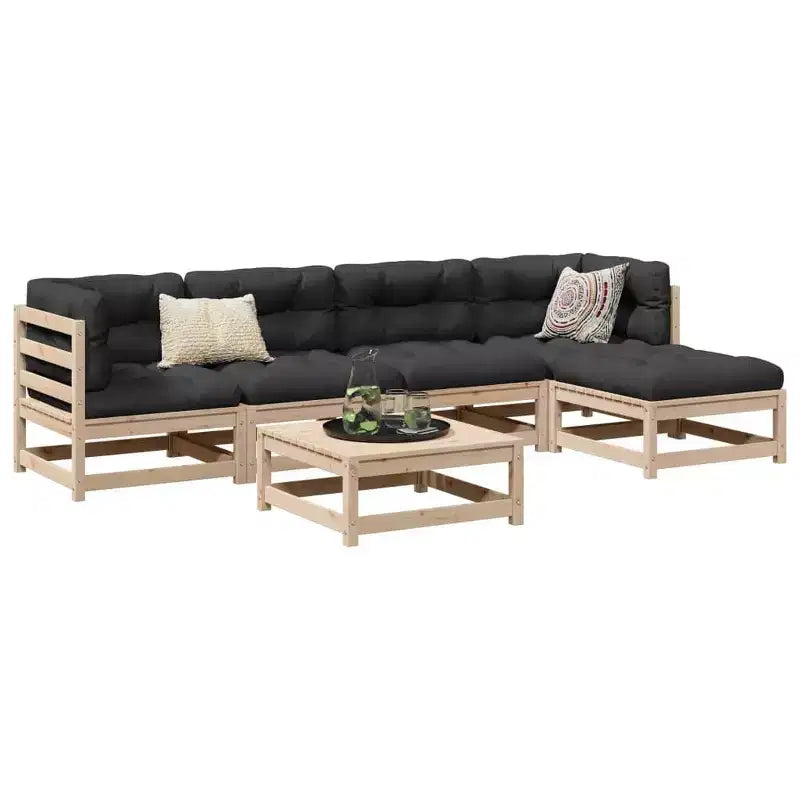 vidaXL Salon de jardin Bois de pin massif (non traité) Grand modèle