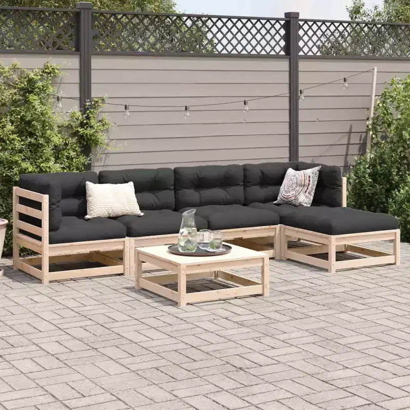 vidaXL Salon de jardin Bois de pin massif (non traité) Grand modèle