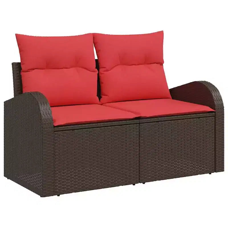 vidaXL Salon de jardin avec coussins 7 pcs Résine tressée marron - Marron