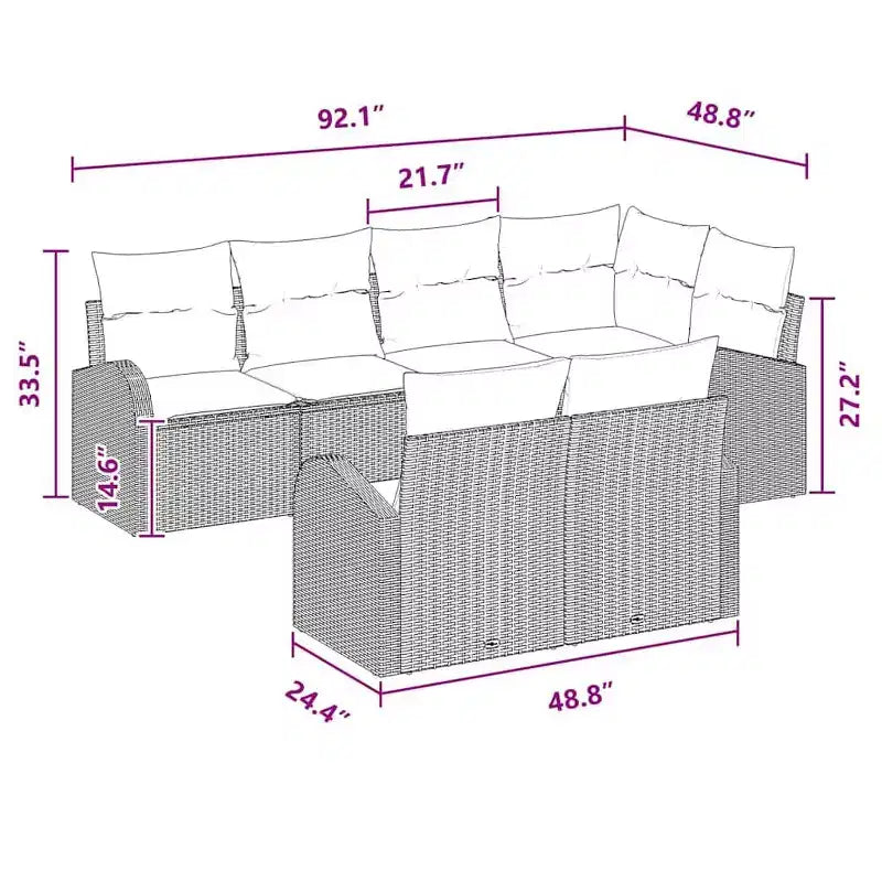 vidaXL Salon de jardin avec coussins 7 pcs Résine tressée marron - Marron