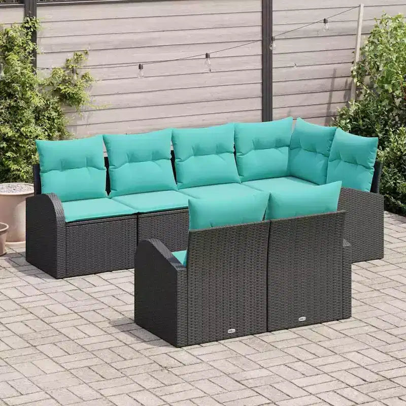 vidaXL Salon de jardin avec coussins 7 pcs Résine tressée marron - Marron