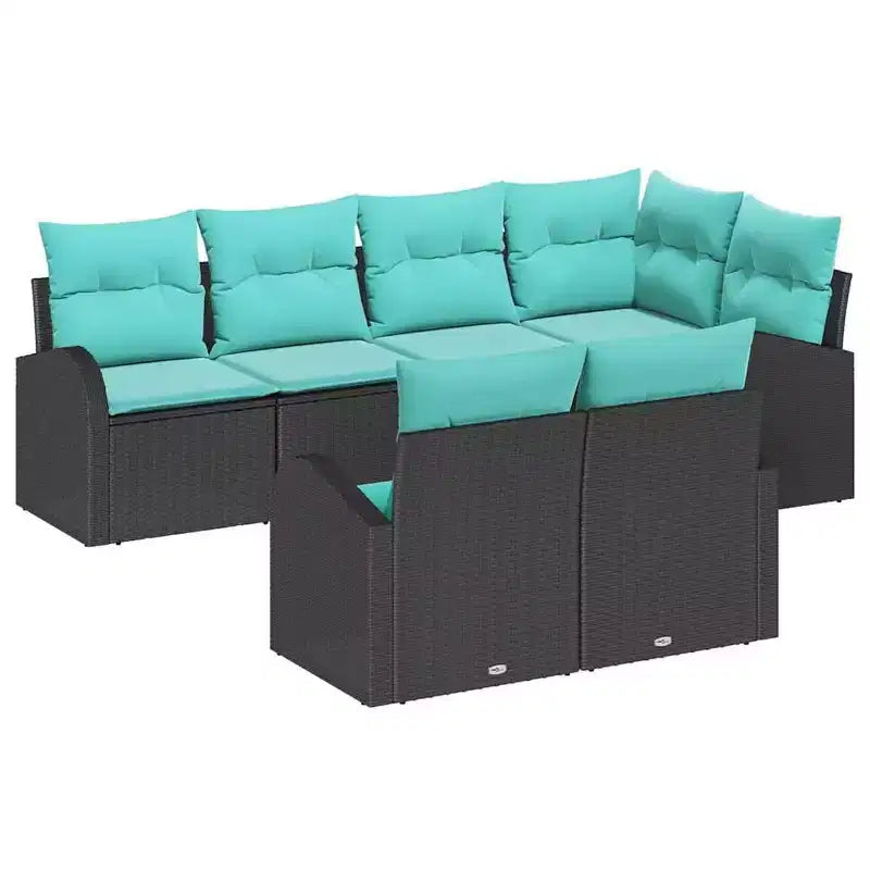 vidaXL Salon de jardin avec coussins 7 pcs Résine tressée marron - Marron