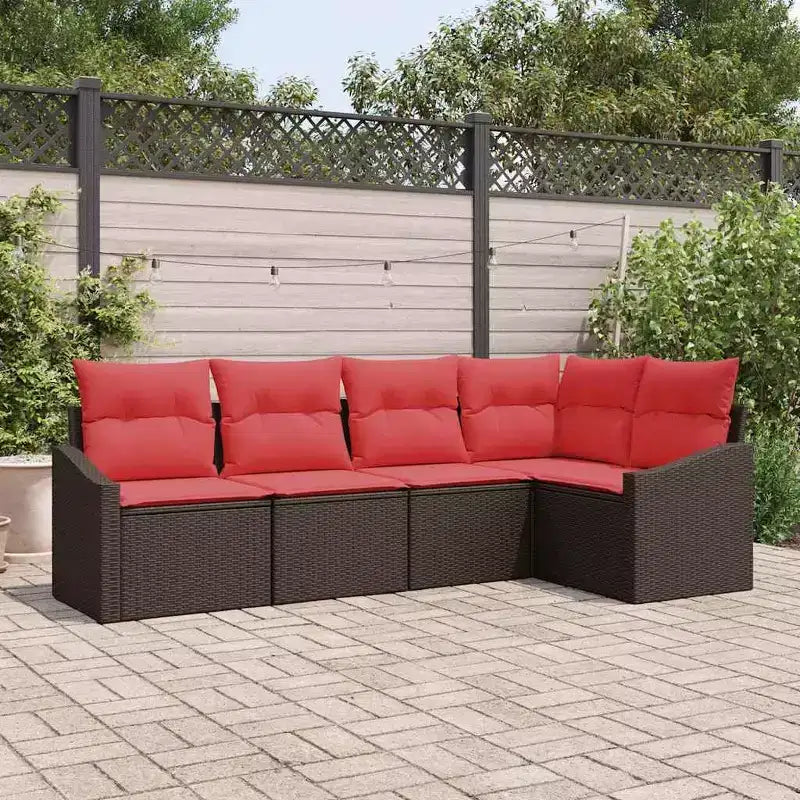 vidaXL Salon de jardin 5 pcs Marron Résine tressée