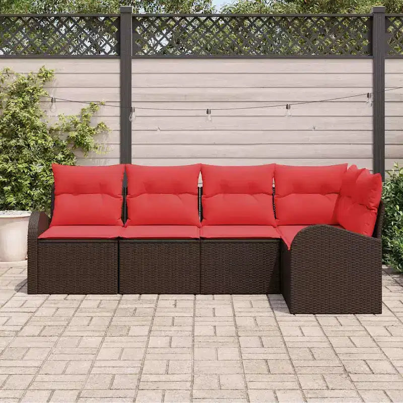 vidaXL Salon de jardin 5 pcs Marron Résine tressée