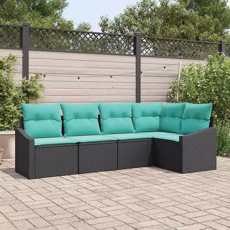 vidaXL Salon de jardin 5 pcs Marron Résine tressée