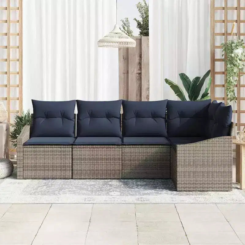 vidaXL Salon de jardin 5 pcs Marron Résine tressée