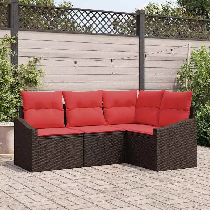 vidaXL Salon de jardin 4 pcs Marron Résine tressée