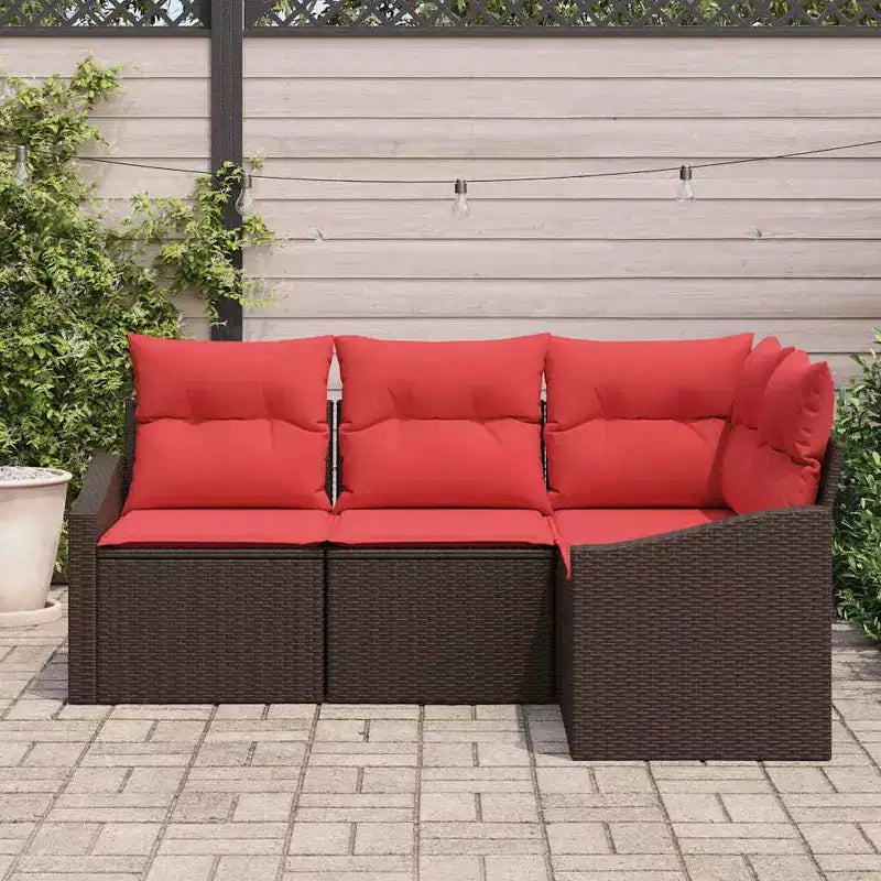 vidaXL Salon de jardin 4 pcs Marron Résine tressée