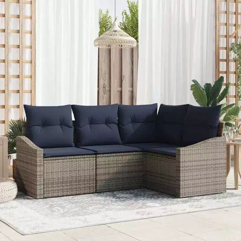vidaXL Salon de jardin 4 pcs Marron Résine tressée