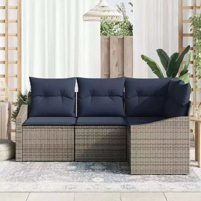 vidaXL Salon de jardin 4 pcs Marron Résine tressée
