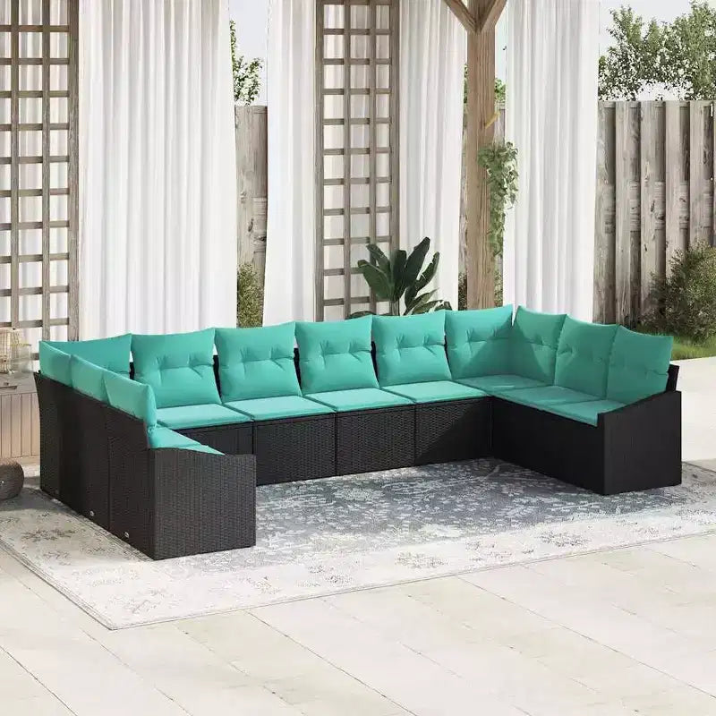vidaXL Salon de jardin 10 pcs marron en rotin synthétique
