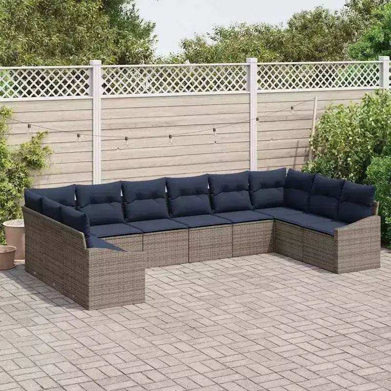 vidaXL Salon de jardin 10 pcs marron en rotin synthétique