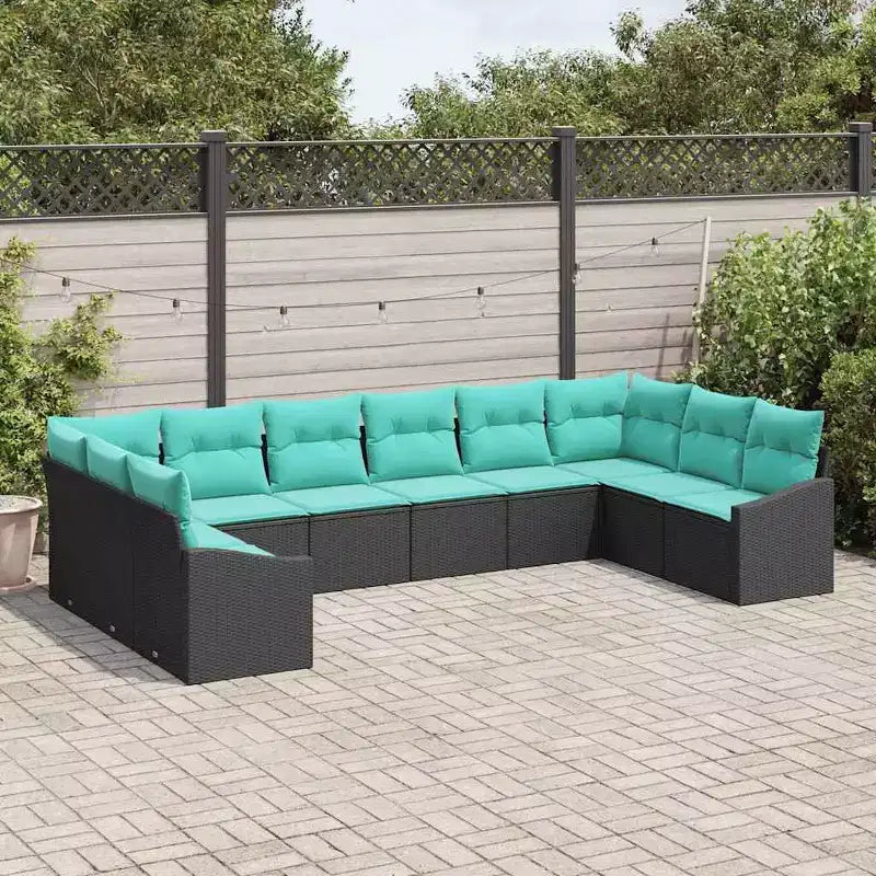 vidaXL Salon de jardin 10 pcs marron en rotin synthétique