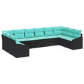 vidaXL Salon de jardin 10 pcs marron en rotin synthétique