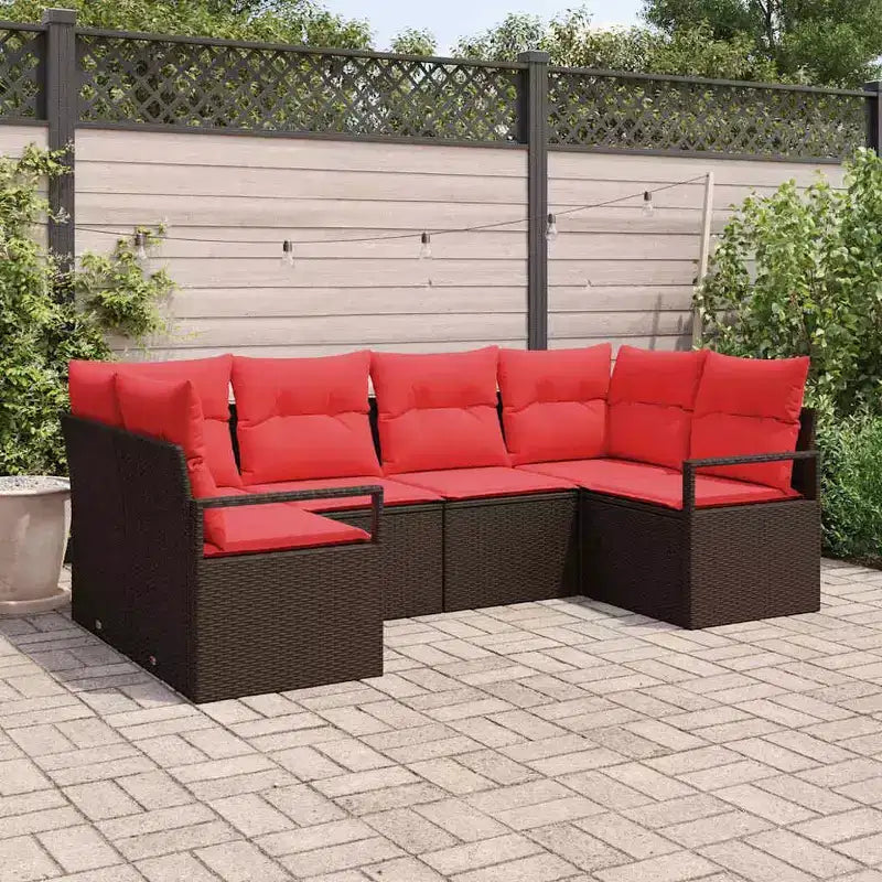vidaXL Salon de jardin 6 pcs en résine tressée marron
